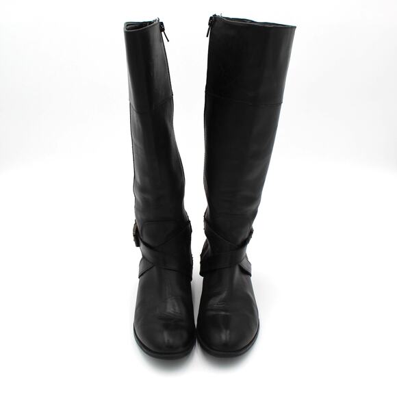 Ralph Lauren Riding Boots Womens 7 Black Leather Maryann Knee High Classic - Picture 4 of 13